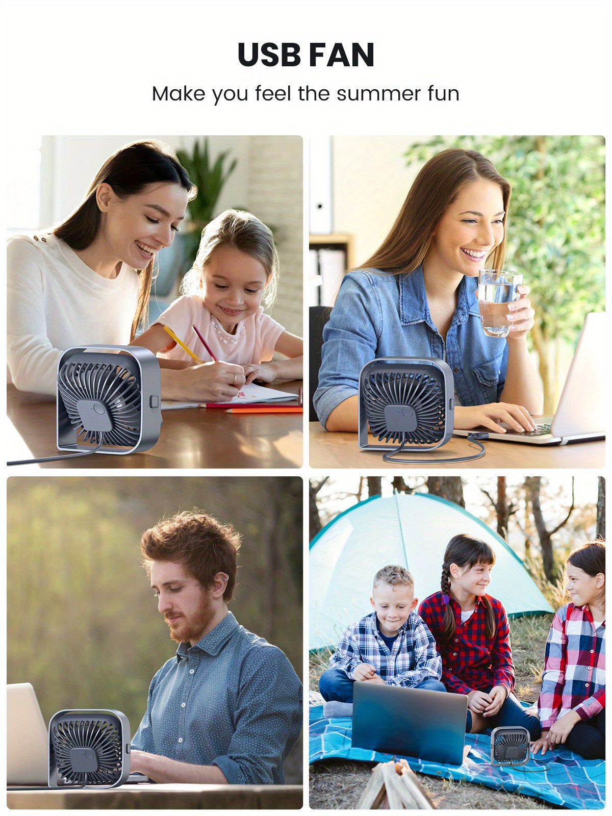 Silent USB Desk Fan 3-Speed