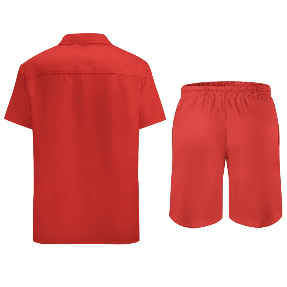 Peach-Skin Shirt & Shorts Set