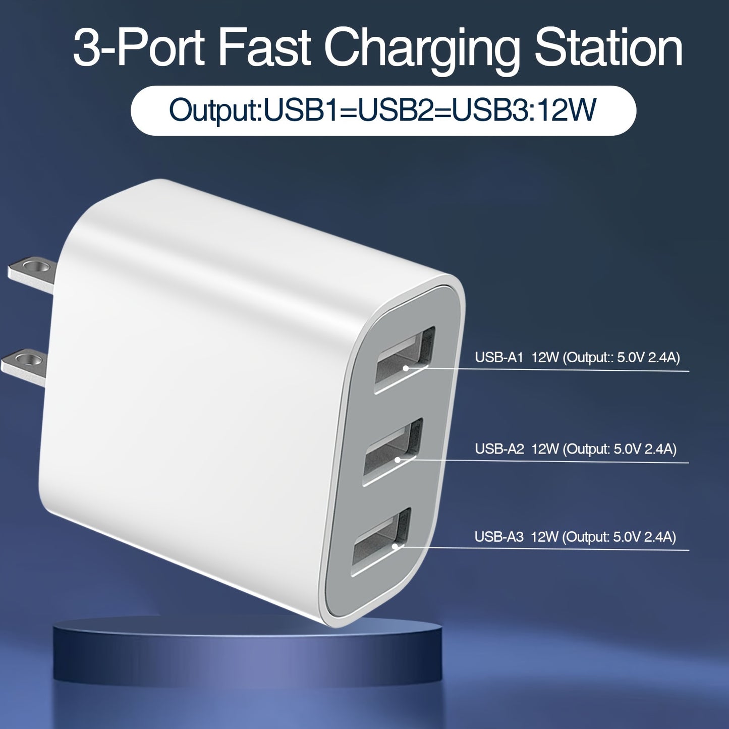Rapid 3-Port USB Charger Cargador Rápido 3-Puertos