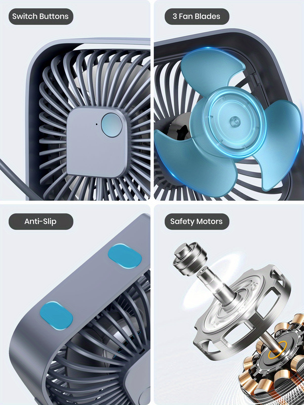 Silent USB Desk Fan 3-Speed
