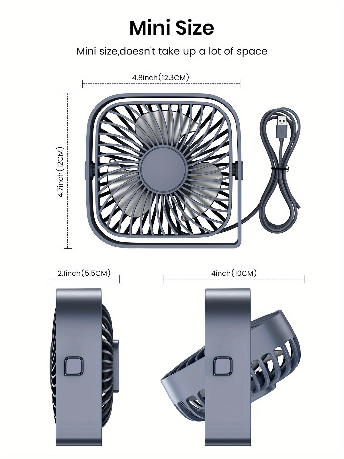 Silent USB Desk Fan 3-Speed
