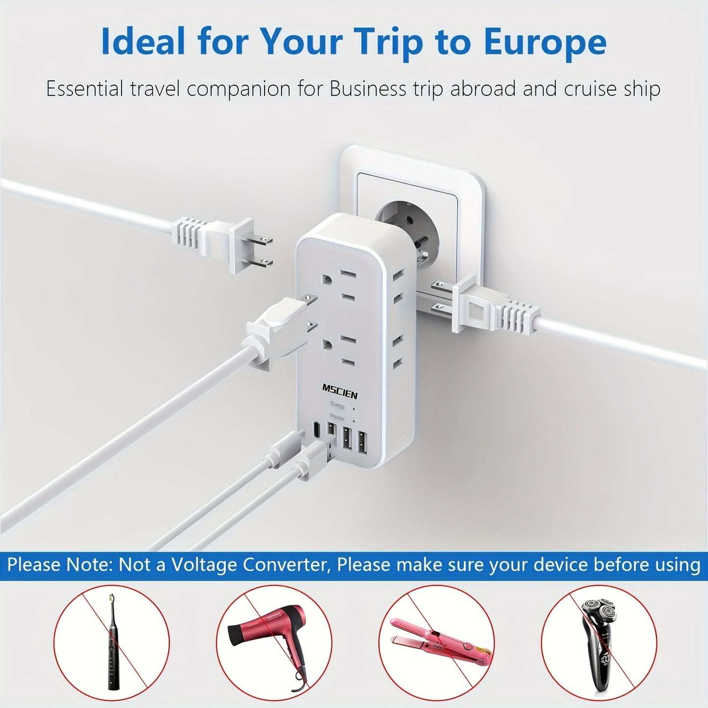 Multi-Port EU Adapter Adaptador Europa 4-Puertos
