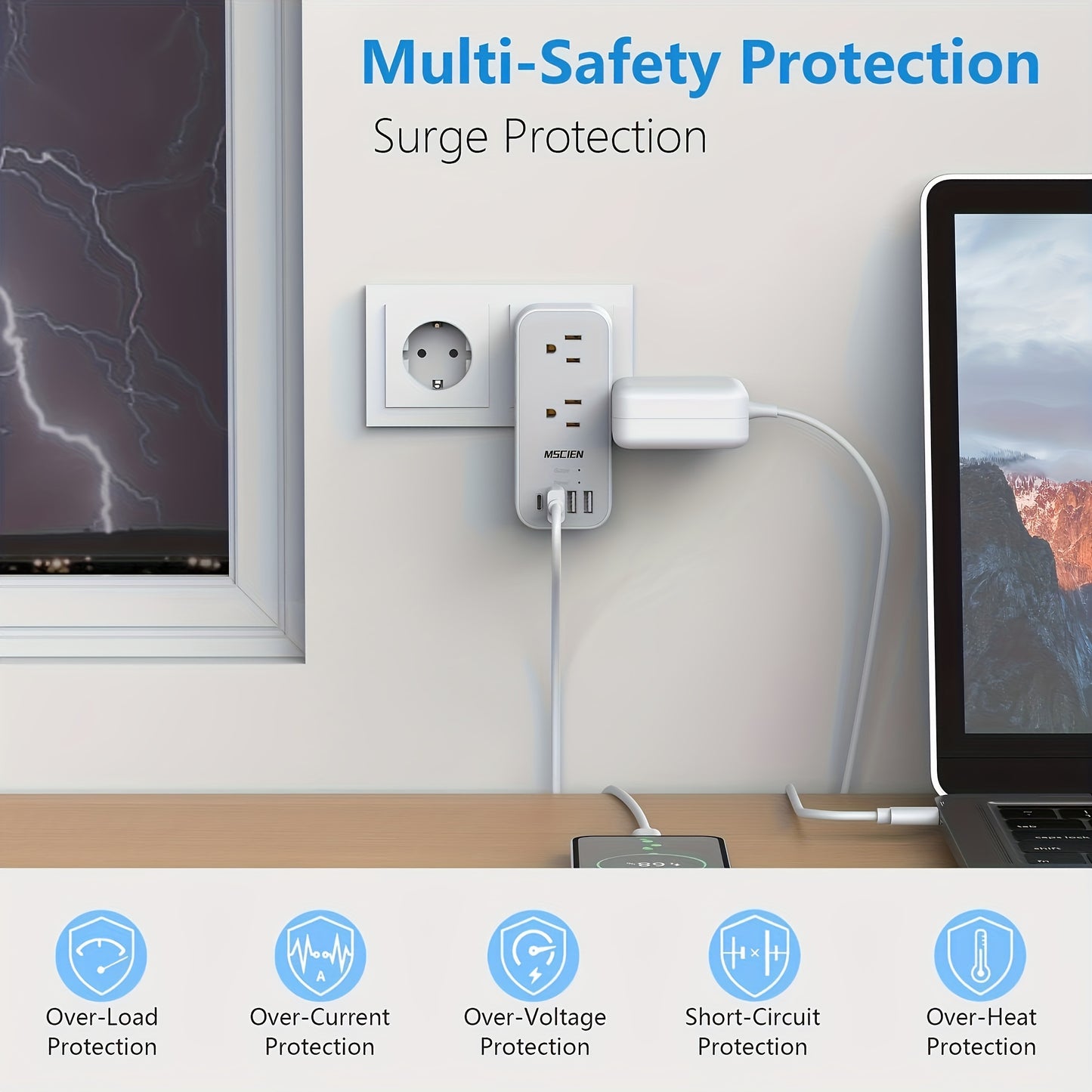 Multi-Port EU Adapter Adaptador Europa 4-Puertos