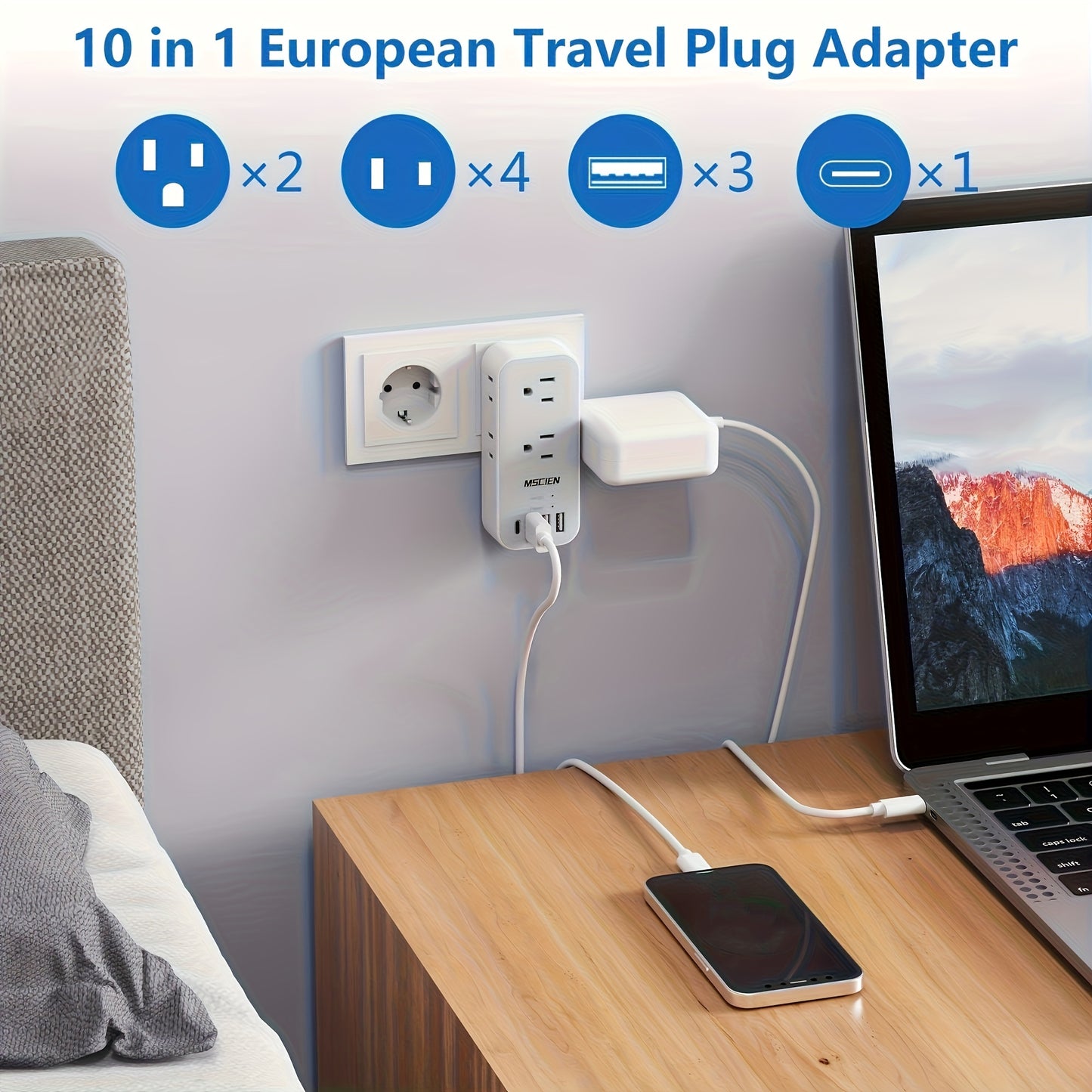 Multi-Port EU Adapter Adaptador Europa 4-Puertos