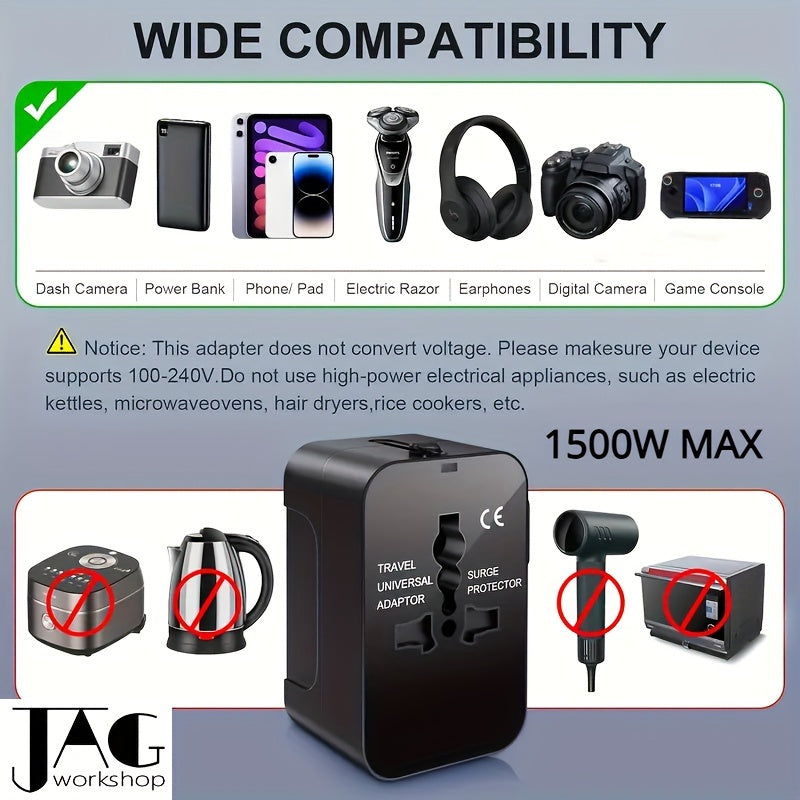 Certified Travel Adapter Adaptador Certificado 150+ Países