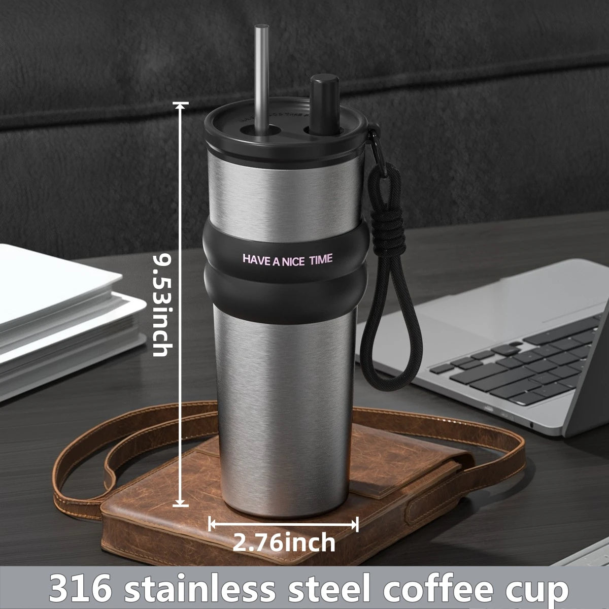 Vacuum Insulated Bottle: Leakproof Thermos with Straw