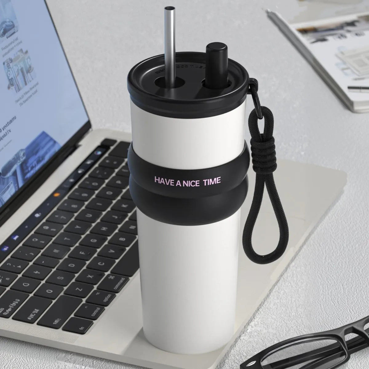 Vacuum Insulated Bottle: Leakproof Thermos with Straw