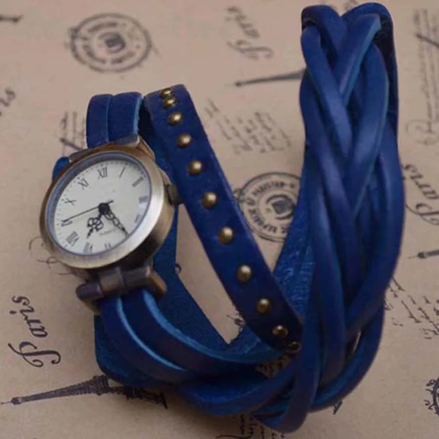Vintage Roman Numeral Leather Watch, Reloj Cuero Números Romanos Vintage