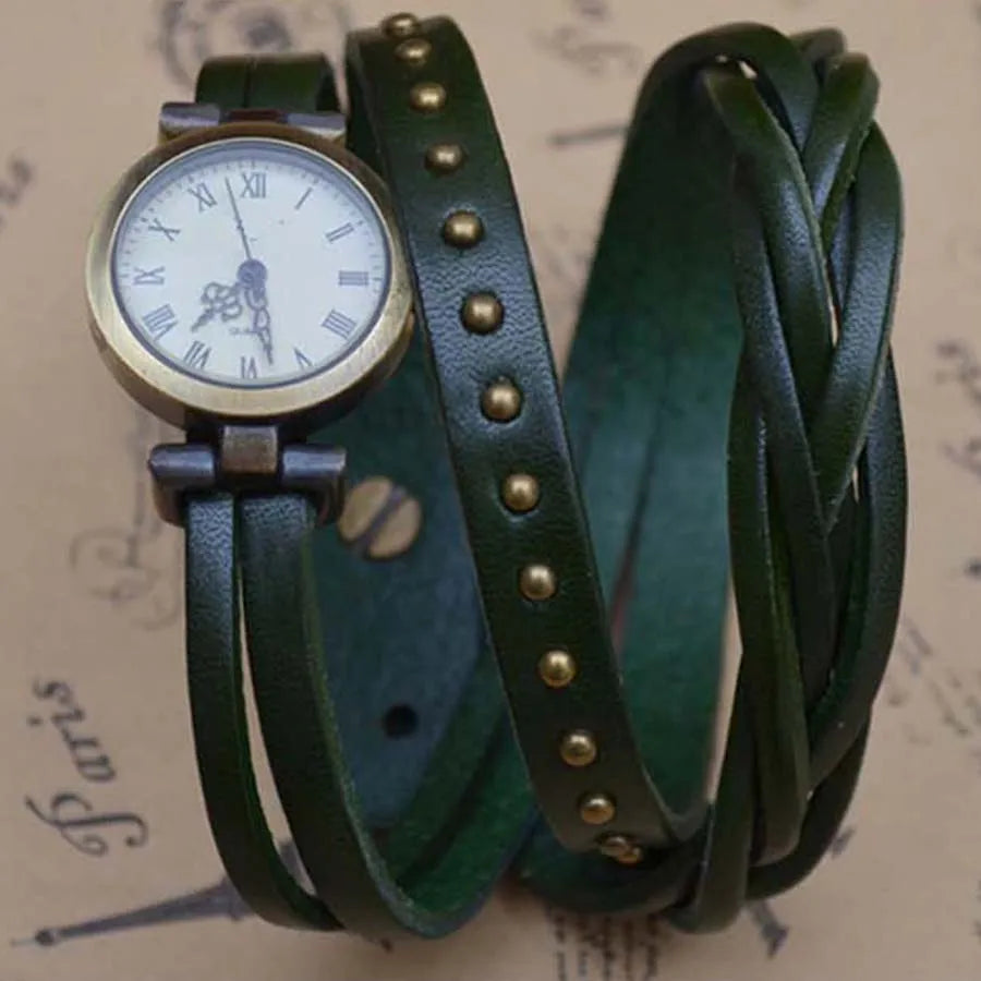 Vintage Roman Numeral Leather Watch, Reloj Cuero Números Romanos Vintage