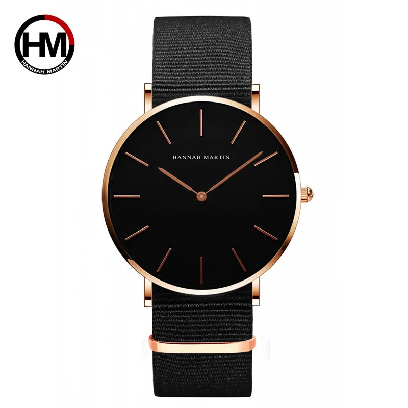 Black Slim Unisex Fashion Watch, Reloj Moda Unisex Negro Delgado