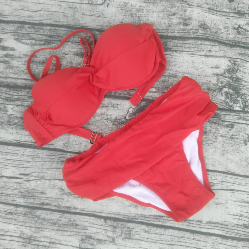 Vintage High-Waist Push-Up Bikini Set