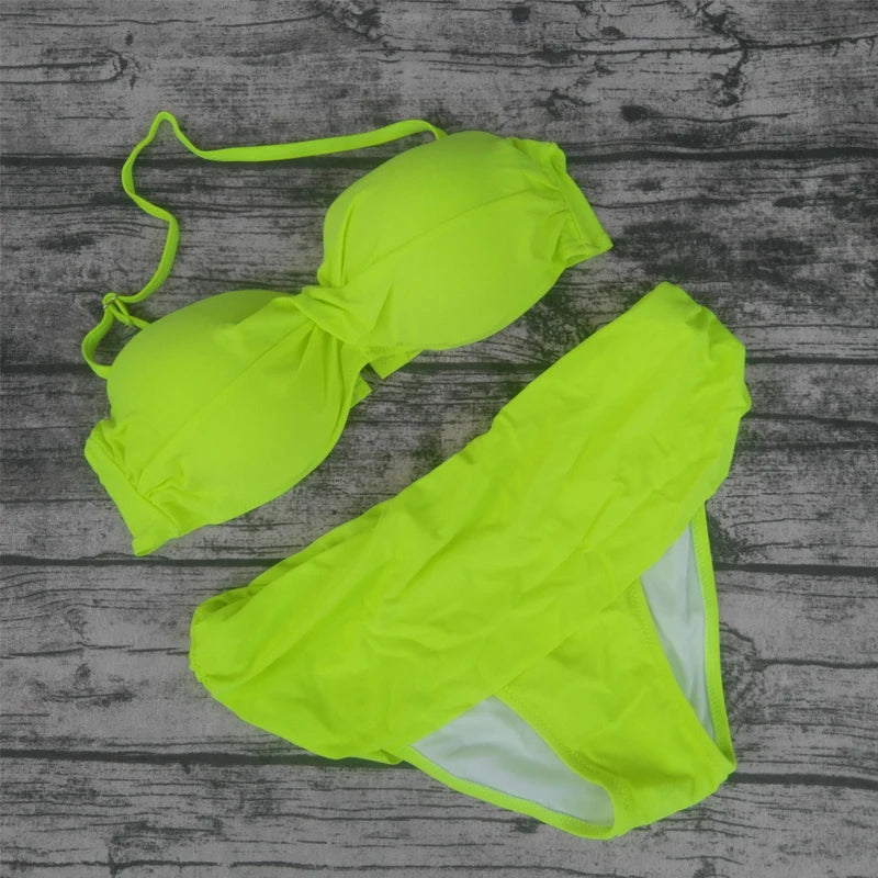Vintage High-Waist Push-Up Bikini Set