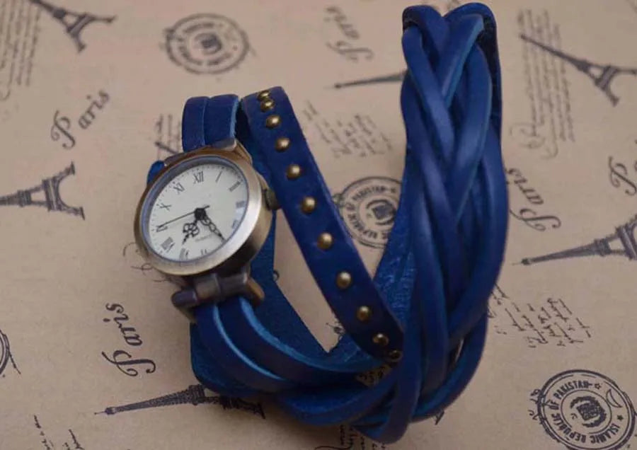Vintage Roman Numeral Leather Watch, Reloj Cuero Números Romanos Vintage