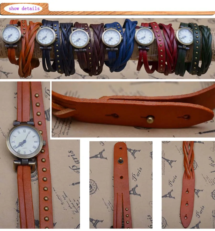 Vintage Roman Numeral Leather Watch, Reloj Cuero Números Romanos Vintage