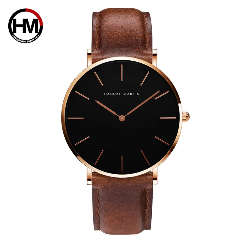 Black Slim Unisex Fashion Watch, Reloj Moda Unisex Negro Delgado