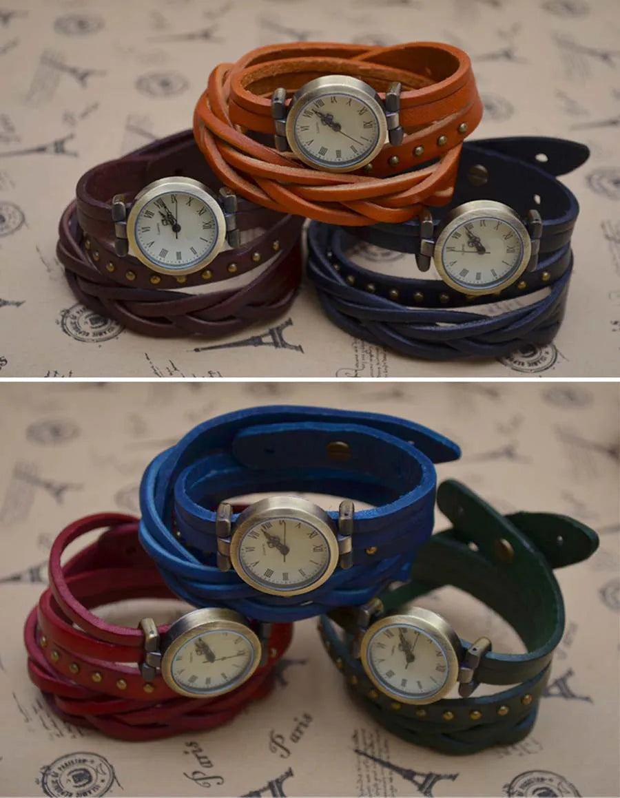 Vintage Roman Numeral Leather Watch, Reloj Cuero Números Romanos Vintage