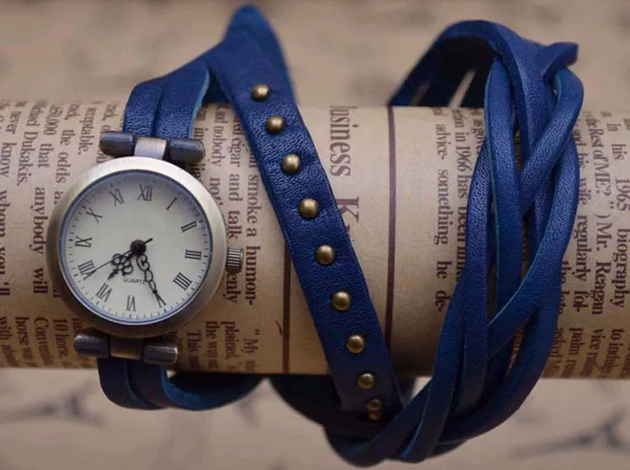 Vintage Roman Numeral Leather Watch, Reloj Cuero Números Romanos Vintage