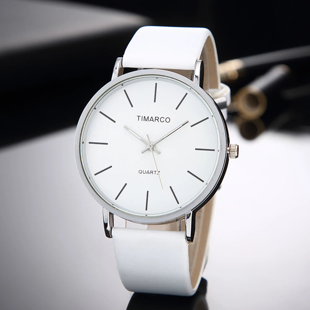 Minimalist White Leather Women Watch, Reloj Mujer Cuero Blanco Minimalista