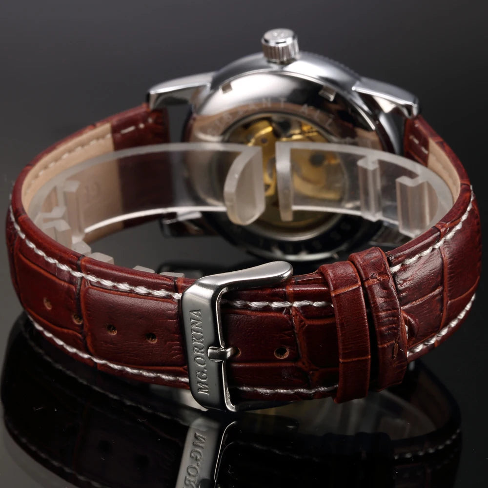 Luxury Golden Skeleton Mechanical Watch, Reloj Mecánico Esqueleto Dorado Lujo