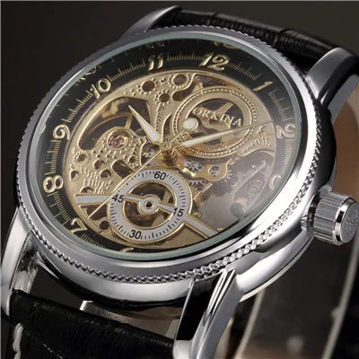 Luxury Golden Skeleton Mechanical Watch, Reloj Mecánico Esqueleto Dorado Lujo