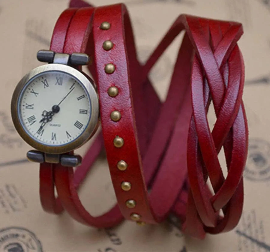 Vintage Roman Numeral Leather Watch, Reloj Cuero Números Romanos Vintage