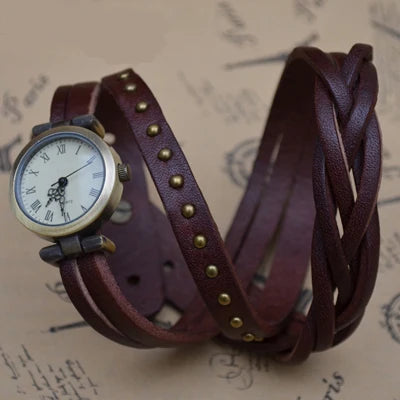 Vintage Roman Numeral Leather Watch, Reloj Cuero Números Romanos Vintage
