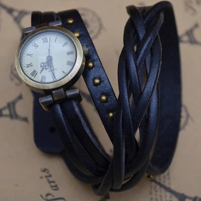Vintage Roman Numeral Leather Watch, Reloj Cuero Números Romanos Vintage