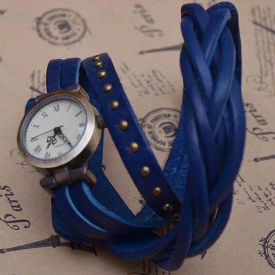 Vintage Roman Numeral Leather Watch, Reloj Cuero Números Romanos Vintage