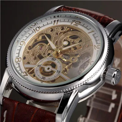 Luxury Golden Skeleton Mechanical Watch, Reloj Mecánico Esqueleto Dorado Lujo