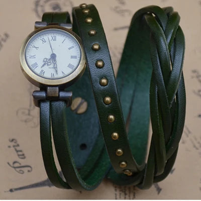 Vintage Roman Numeral Leather Watch, Reloj Cuero Números Romanos Vintage