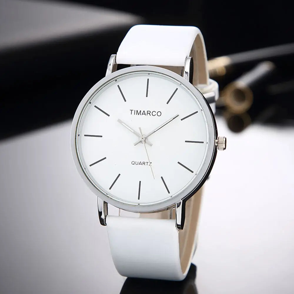 Minimalist White Leather Women Watch, Reloj Mujer Cuero Blanco Minimalista