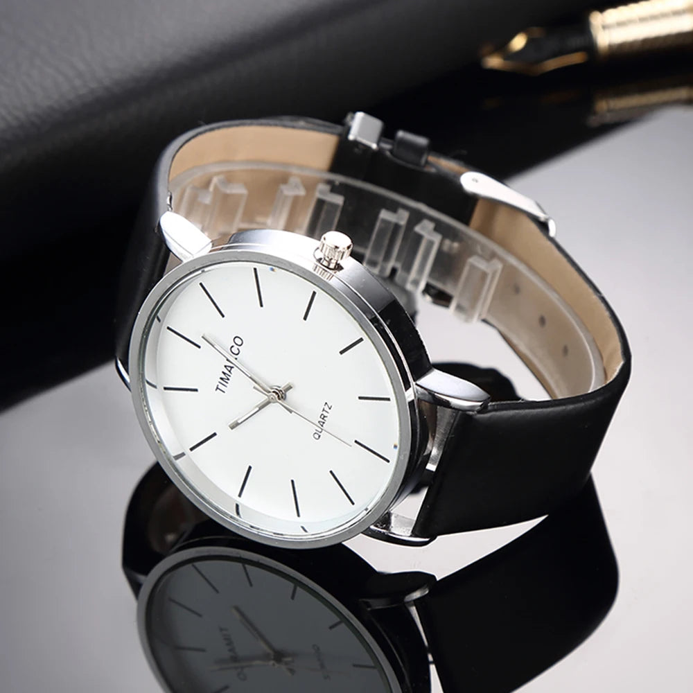 Minimalist White Leather Women Watch, Reloj Mujer Cuero Blanco Minimalista
