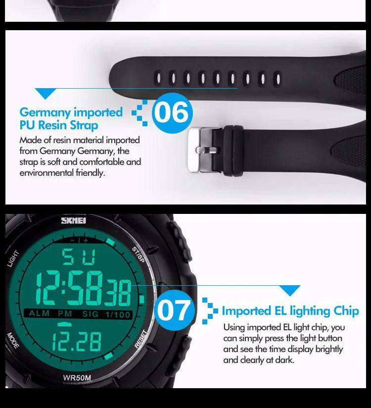 SKMEI Military Digital Sport Watch, Reloj Deportivo Digital Militar SKMEI