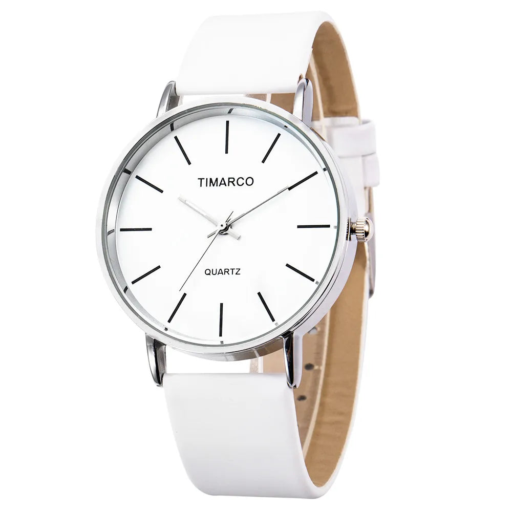 Minimalist White Leather Women Watch, Reloj Mujer Cuero Blanco Minimalista