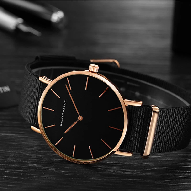 Black Slim Unisex Fashion Watch, Reloj Moda Unisex Negro Delgado