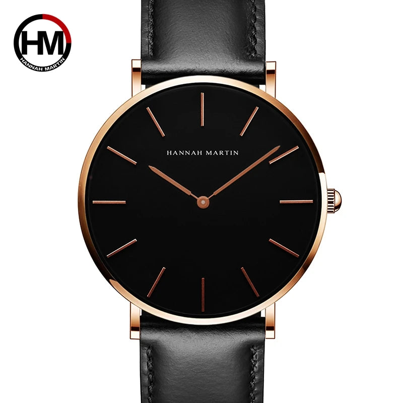 Black Slim Unisex Fashion Watch, Reloj Moda Unisex Negro Delgado