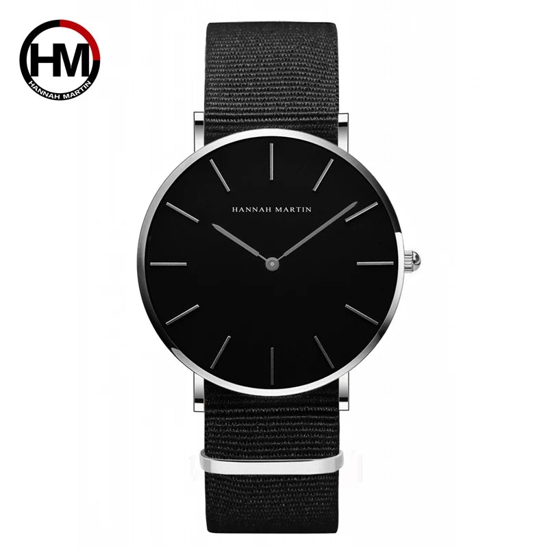 Black Slim Unisex Fashion Watch, Reloj Moda Unisex Negro Delgado