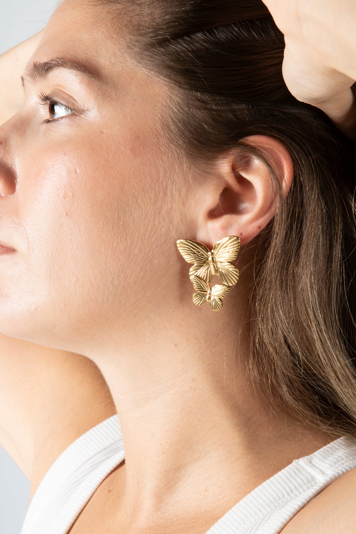 Gold Double Butterfly Earrings