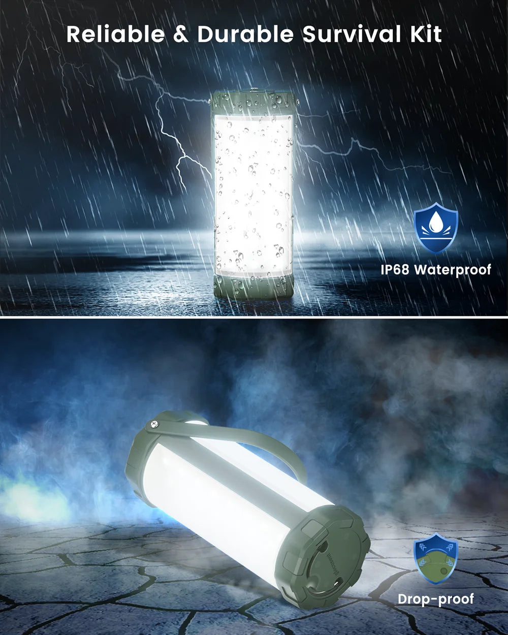 Survival 106LED Camping Lantern 1200LM Power Bank