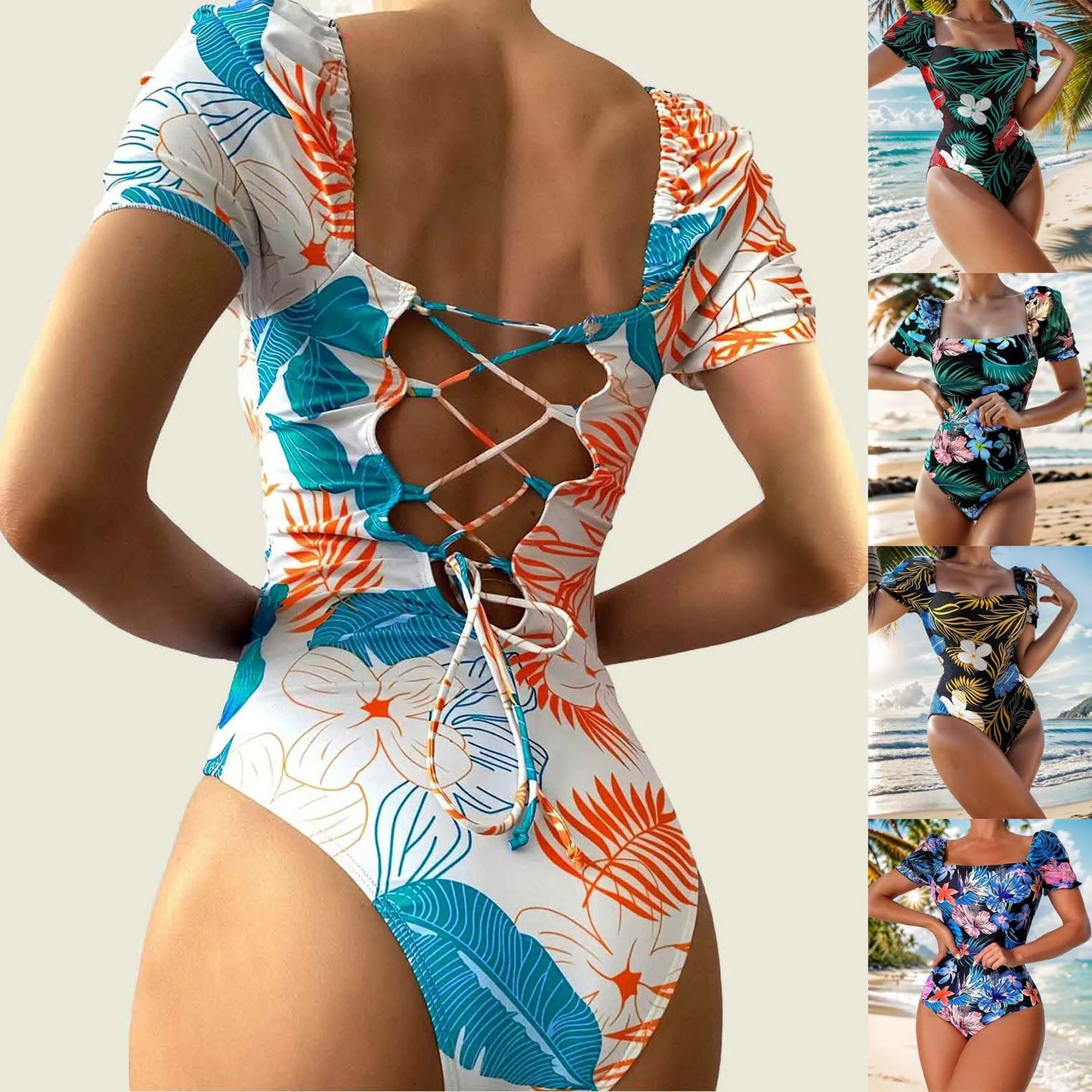Tropical Floral Triangle Bikini Set