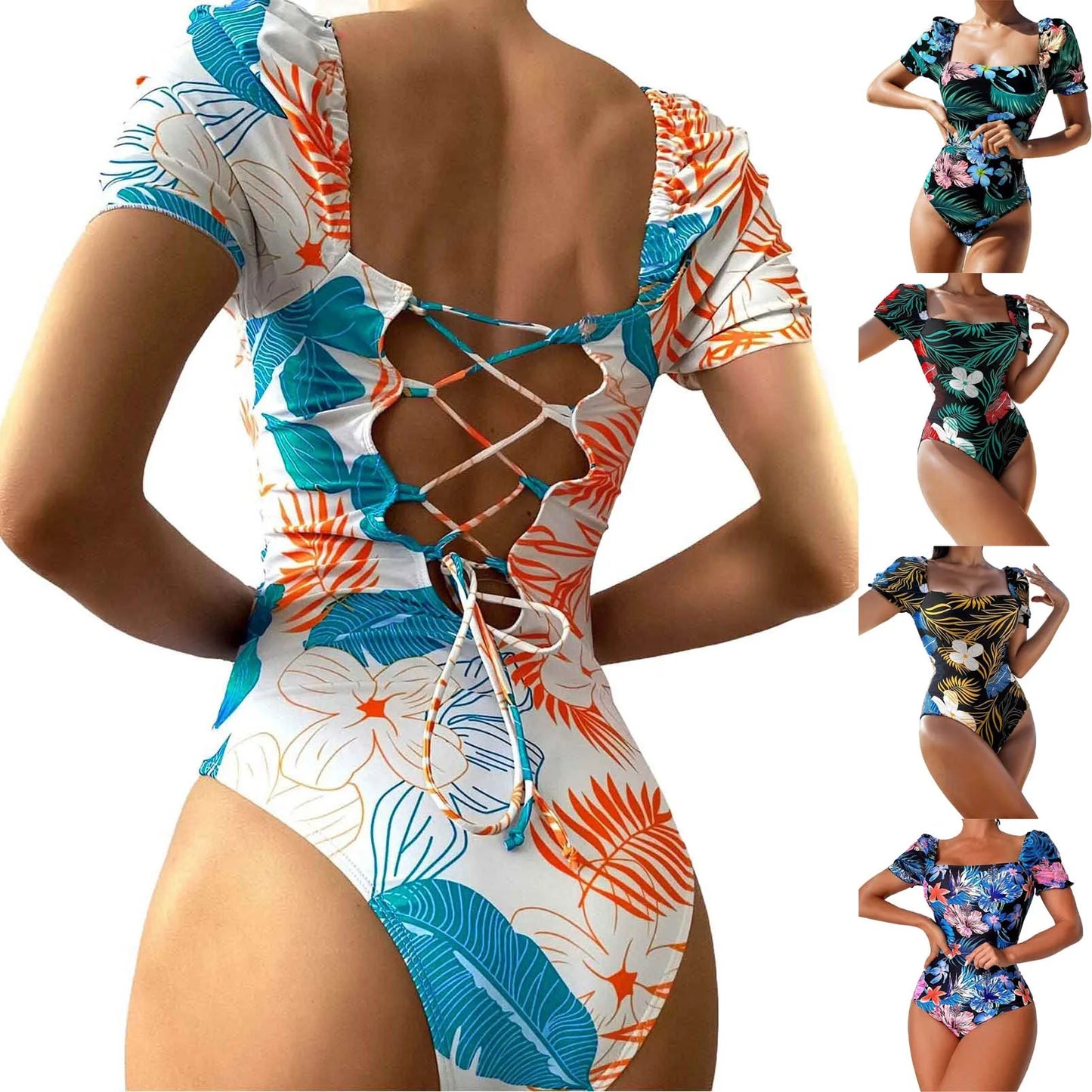 Tropical Floral Triangle Bikini Set