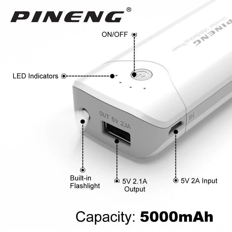 Compact Pineng Power Bank 5000mAh Portable