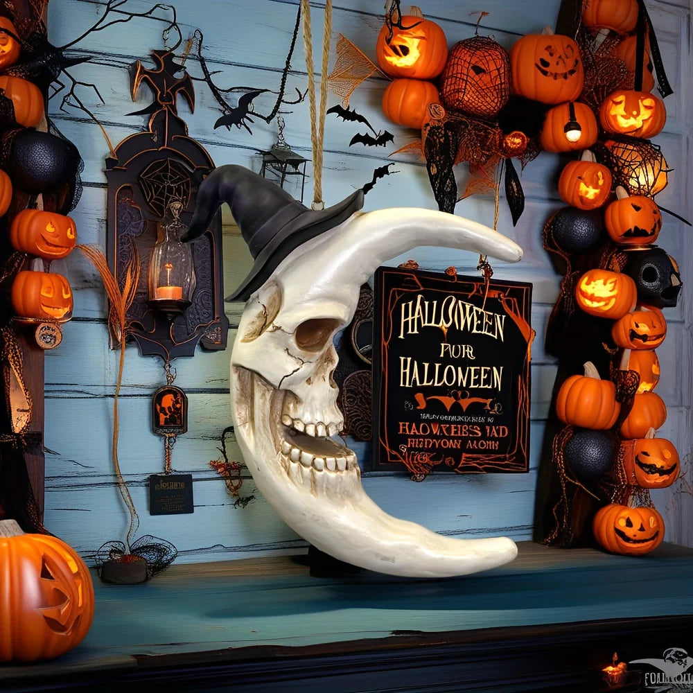 Halloween Skull Witch Hat Moon Collectible
