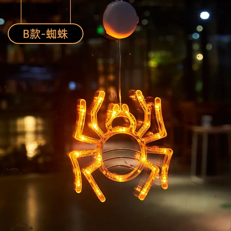 Halloween Orange Pumpkin Ghost Window Light