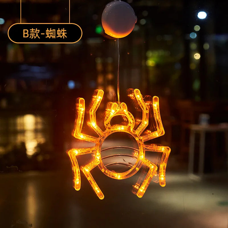 Halloween Orange Pumpkin Ghost Window Light