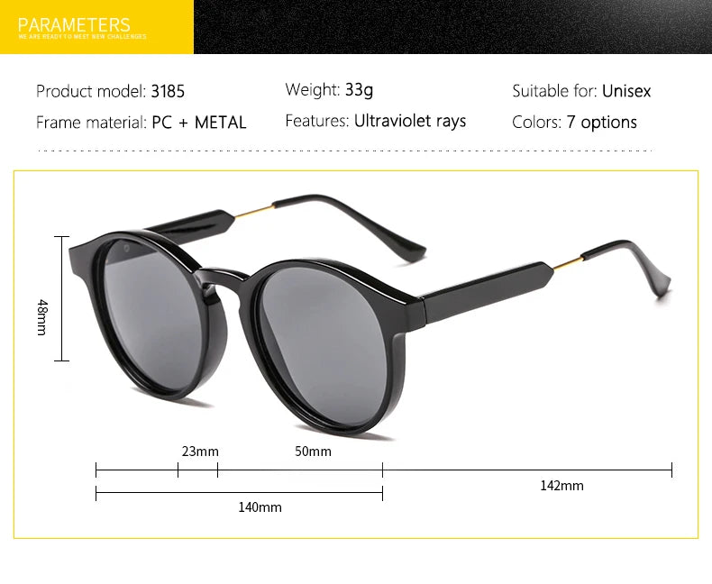 Stylish Retro Round Sunglasses UV400