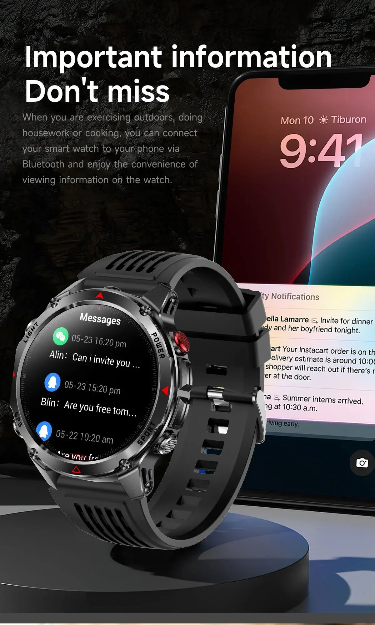 Premium AMOLED GPS Smart Watch, Reloj Inteligente GPS AMOLED Premium