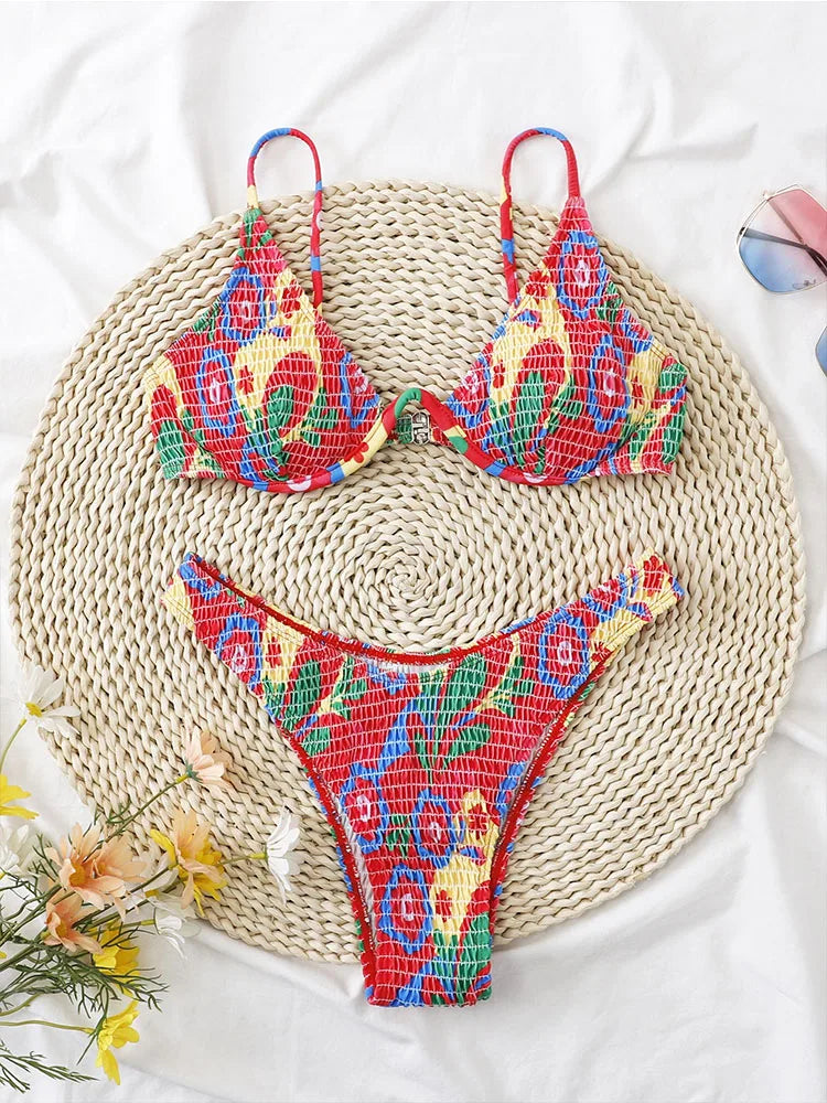Bohemian Halter Spandex Bikini Adjustable