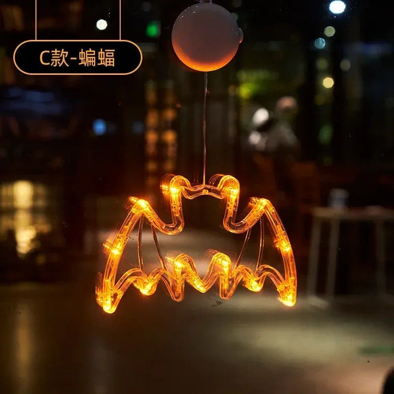 Halloween Orange Pumpkin Ghost Window Light