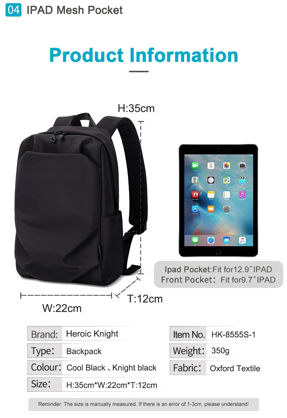 Premium Compact iPad Backpack 12.9"